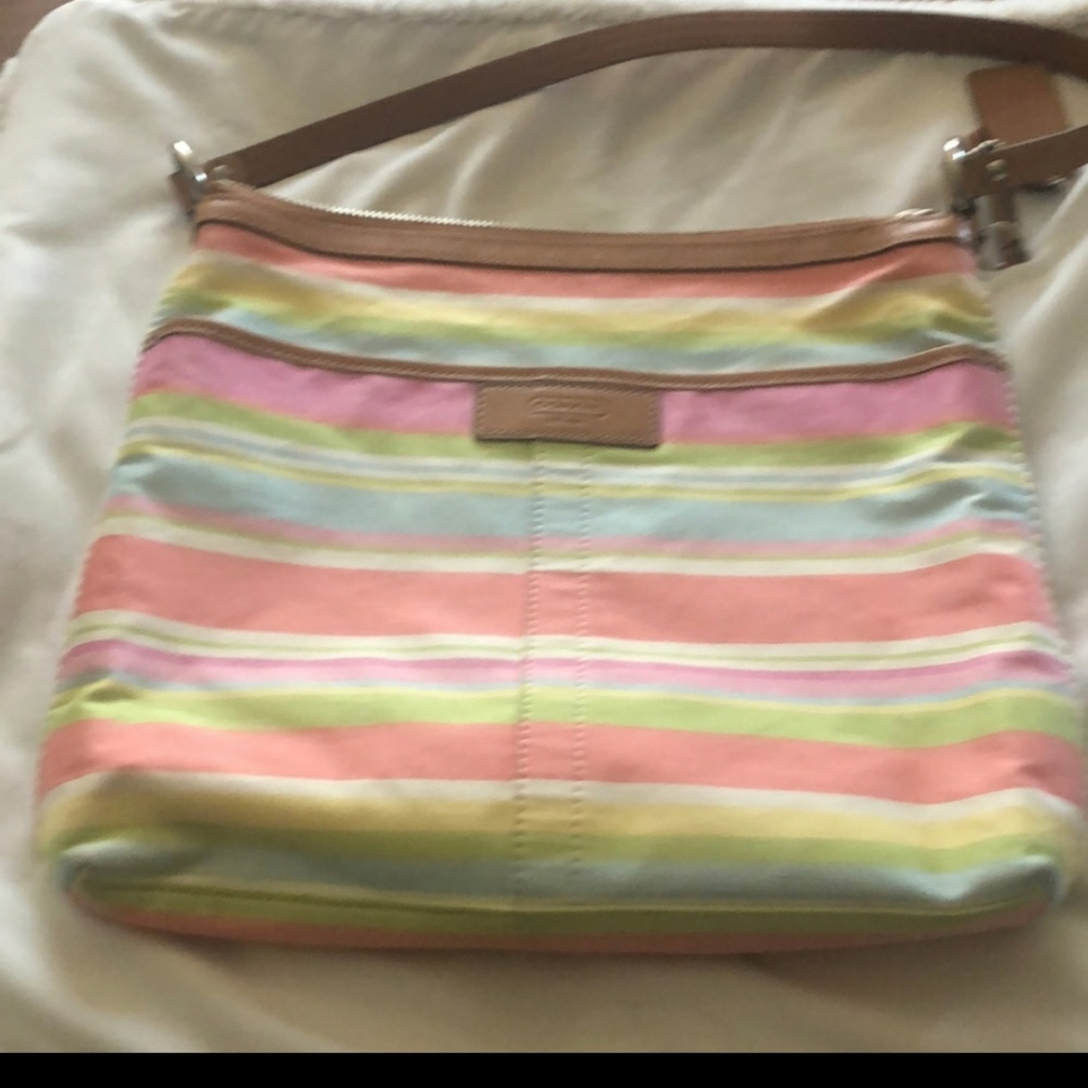 COACH, Shoulder Bag, Pastel Stripes